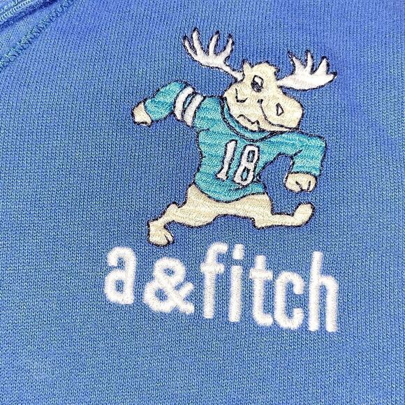 Abercrombie Girls Moose Embroidered Blue Hoodie Size MEDIUM NWT - Picture 4 of 7